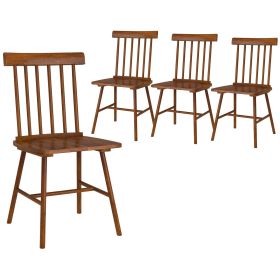 Dining Chairs Set of 4, Farmhouse Wood Kitchen Chairs with Rubber Wood Frame, Spindle Back for Dining Room, Light Brown