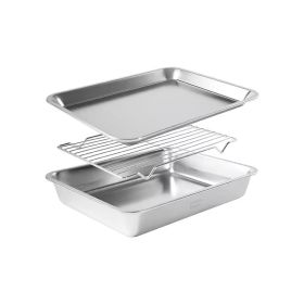 304 Stainless Steel Square Mesh Rack Oven Tray - Multi-functional For Home Use Frying, Baking, Draining, And Roasting