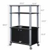 Modern 3-Shelf Kitchen Baker’s Rack Cart on Wheels in Black Wood Finish
