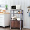 Modern 3-Shelf Kitchen Baker’s Rack Cart on Wheels in Brown Wood Finish