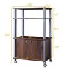 Modern 3-Shelf Kitchen Baker’s Rack Cart on Wheels in Brown Wood Finish