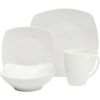 16 Pieces - White Square Porcelain Dinnerware Set - Service for 4