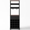 Black/Brown Wine Rack Kitchen Bar Storage Cabinet Shelf with Glass Holders