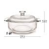 Set of 2 - 1-Quart Glass Dutch Oven Casserole Bakeware Baking Dishes with Lids