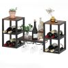 Industrial Wood Metal Wall Mounted Wine Rack Shelf with Glass Holders