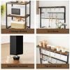 Black Metal Kitchen Baker's Rack Microwave Stand with Wood Storage Shelves