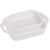 2 Piece Ceramic Stoneware Bakeware Casserole Dish Set in White