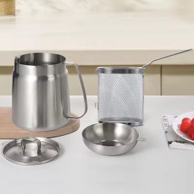 Thickened 304 Stainless Steel Food-grade Oil Dispenser, 3.5-liter Large Capacity, With Filter And Frying Basket