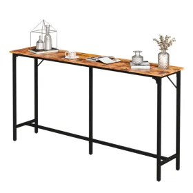 71-Inch Bar Table (Brown) - 209 Lbs Capacity Pub Height Table With Durable MDF Top & Metal Frame, Ideal For Kitchen/Bar Counte