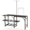 Folding Camp Kitchen, Camping Table Cooking Station, Adjustable Lamp Stand