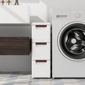 3-Drawer Rolling Organizer Unit Narrow Storage Cabinet with Built-In Wheels for Small Space