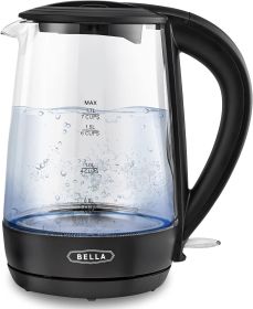 1.7 Liter Glass Electric Kettle, Quickly Boil 7 Cups of Water in 6-7 Minutes, Soft Blue LED Lights Illuminate While Boiling
