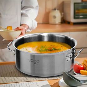 SOGA 23L Top-Grade Thick Stainless Steel Stock Pot 18/10 â€“ Heavy-Duty Cooking Pot for Soup, Stew, Boiling, and Catering