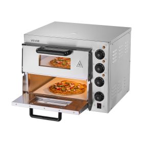 VEVOR Commercial Pizza Oven Countertop, 14-Inch Double Deck Layer, Stainless Steel Electric Pizza Oven with Stone and Handle