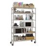 6 Tier Removable and Freely Adjustable NSF Certified Wire Shelving Unit with Wheels Heavy Duty Metal Storage Rack for Kitchen Garage Pantry Commercial