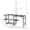 Folding Camp Kitchen, Camping Table Cooking Station, Adjustable Lamp Stand