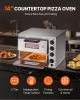 VEVOR Commercial Pizza Oven Countertop, 14-Inch Double Deck Layer, Stainless Steel Electric Pizza Oven with Stone and Handle