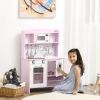 Pretend Play Kitchen with Sound Effects and Stove Lights, Kids Kitchen Playset with Storage