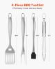 VEVOR Grilling Accessories, 4PCS BBQ Grill Tool Set, Heavy Duty Stainless Steel Barbecue Tools, Kitchen Utensils with Tong, Spatula, Fork, Brush