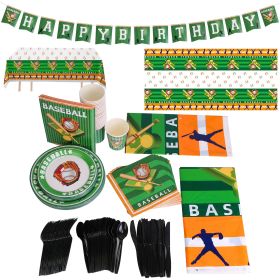 171Pcs Baseball Party Supplies Kit Baseball Birthday Party Disposable Dinnerware (Option: 1Set)